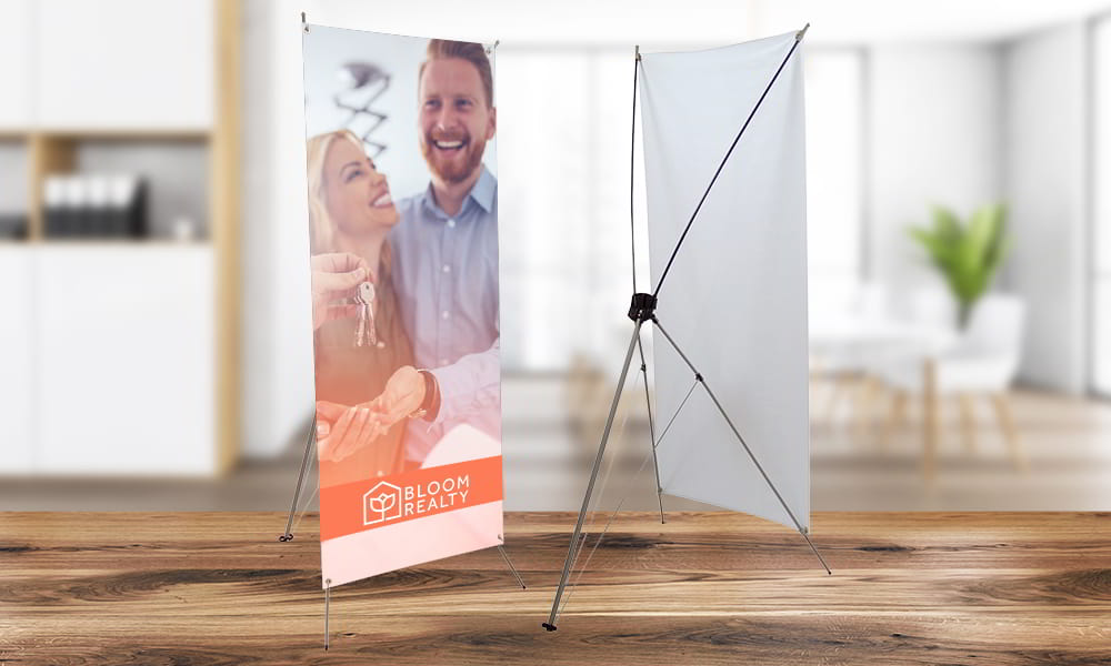 Real Estate Banner X Tripod Display